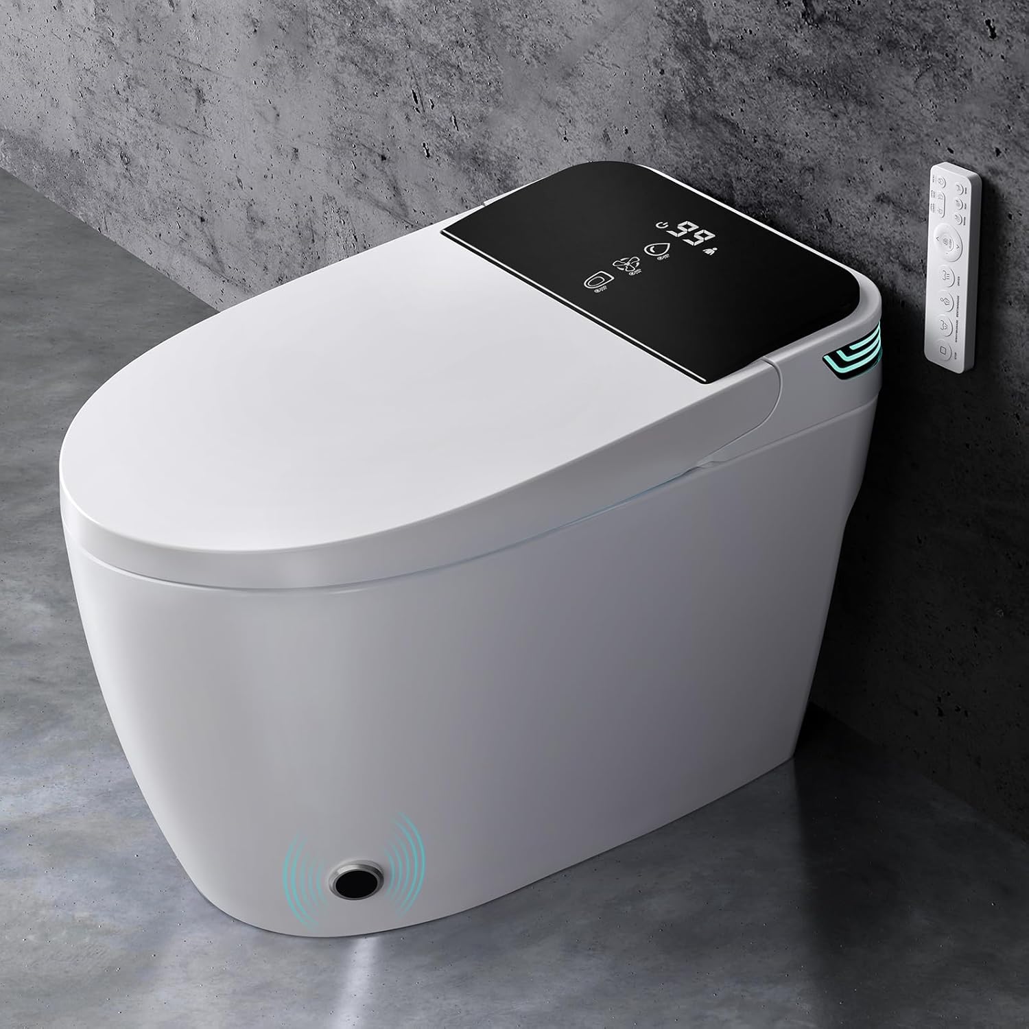 Tankless Smart Toilet Bidet with Auto Open/Close, Dual Auto Flush, Heated Seat, Air Dryer, Multiple Cleaning Modes, One-Piece Design, Blackout Flush, Ideal for Modern Bathrooms