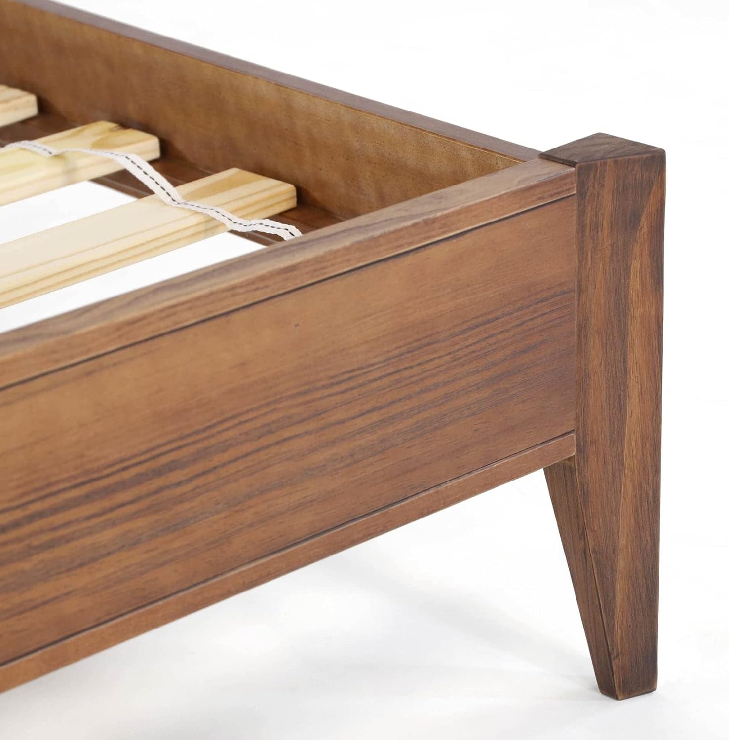 Grain Wood Furniture Mid Century Solid Wood Platform Bed, King Size, Brushed Walnut