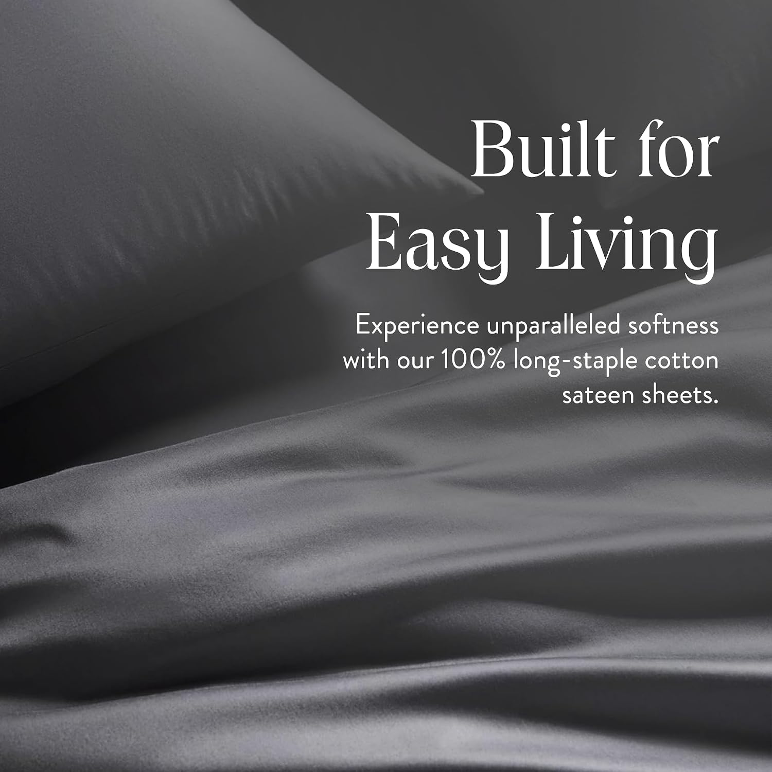 Brooklinen Luxury Sateen 4 Piece Sheet Set - 100% Cotton Bed Sheets, Soft & Durable Full Size Sheets Set in Slate Grey, Oeko-TEX Certified Bedding Set, 1 Fitted Sheet, 1 Flat Sheet, 2 Pillowcases