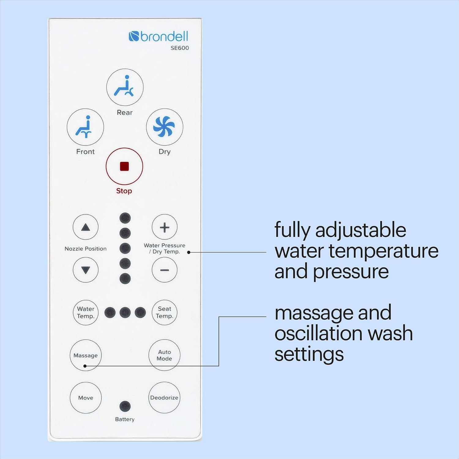 Brondell Swash SE600 Bidet Toilet Seat, Fits Round Toilets, White – Oscillating Stainless-Steel Nozzle, Warm Air Dryer, Ambient Nightlight