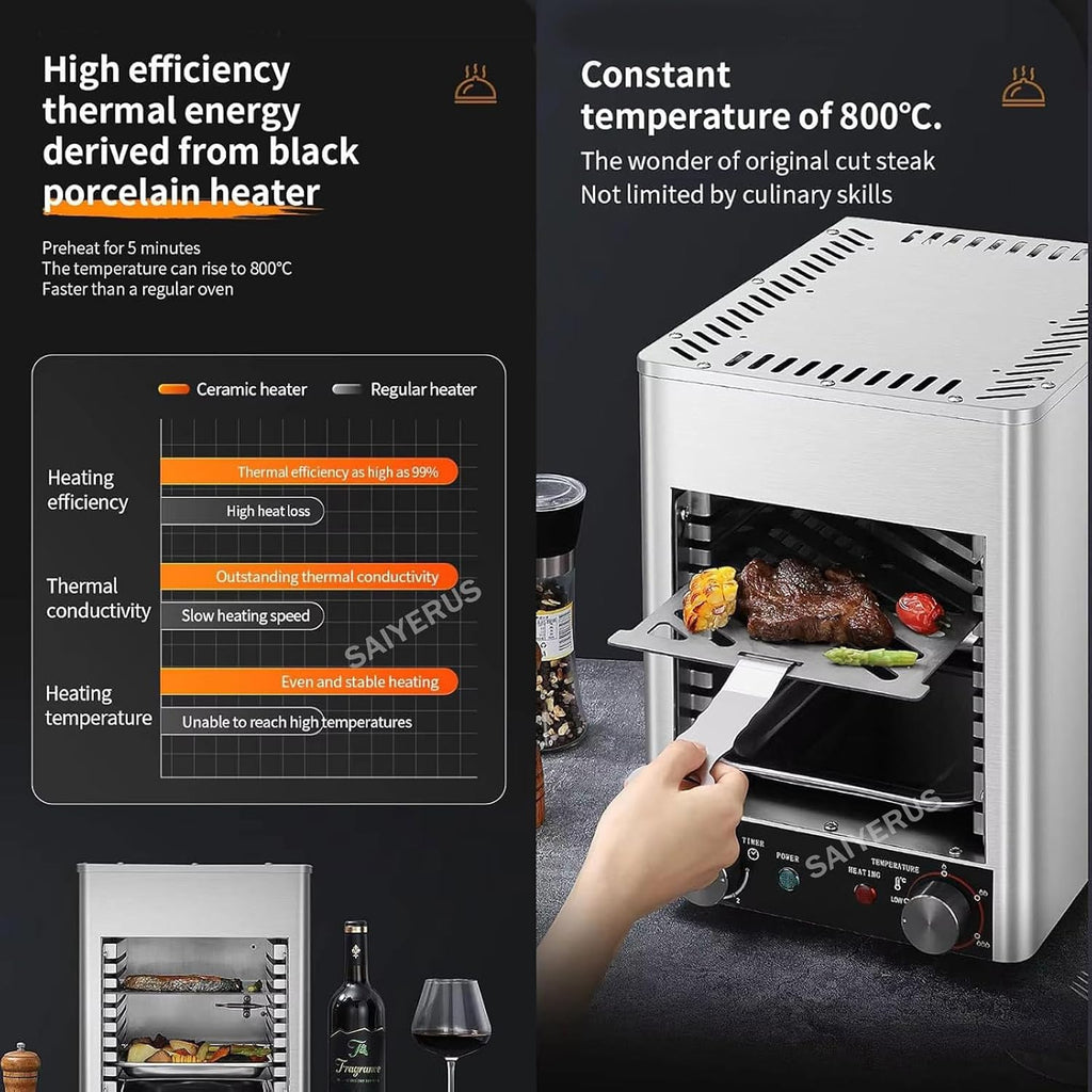 Electric Steak Grill, 1700W / 2300W Smokeless In-frared Electric Broiler, 1472°F Stainless Steel Steak Cooker with 4-Layer Grill, Electric In-frared Grill for BBQ, Toast, Grill, Indoor,A-220V