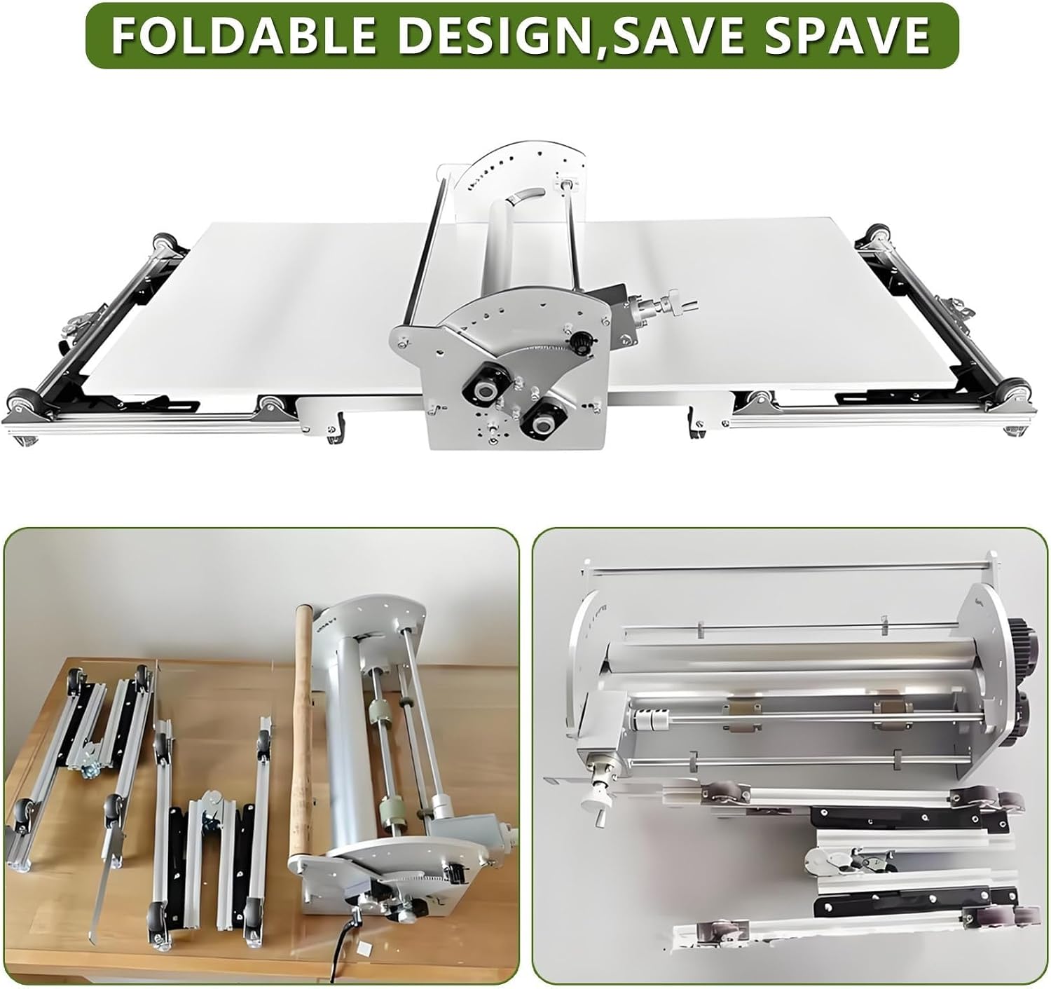 Stainless Steel Dough Roller Machine Electric Dough Sheeter,With Adjustable Thicknesses,(1 Scrolling Panel) For Making Bakery Puff Pastry Pizza-Electric Folding Kitchens Machine,Cleans In A Flash