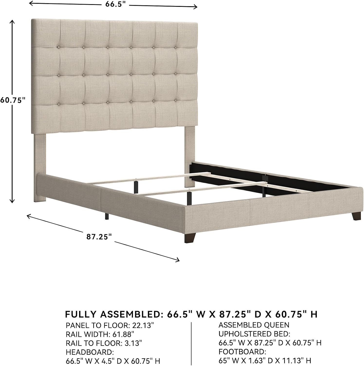 Signature Design by Ashley Dolante Queen Size Upholstered Tufted Bed Frame, Beige