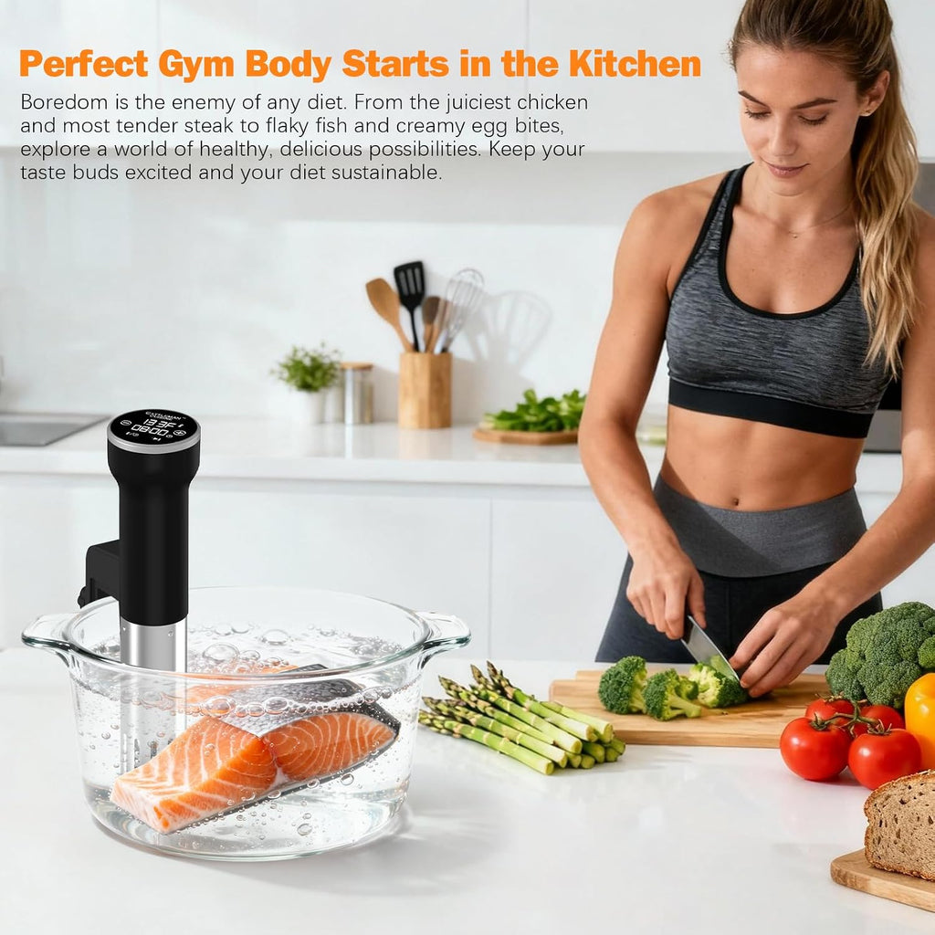 Sous Vide Machines Wi-Fi & 5 in 1 Smokeless Indoor Grill & Griddle with Meat Thermometer, PFAS Free Ceramic Nonstick