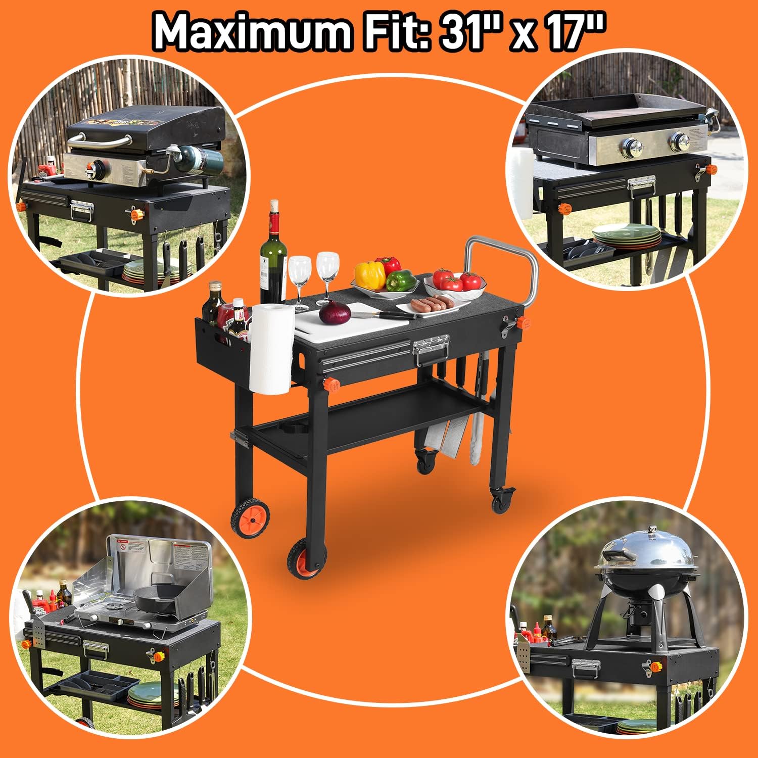 EUTRKei Cordless Electric Smoker, Smoke Tube for Pellet Smoker with Air Pump, Cold or Hot Smoking for Any Grill, Foldable Ninja Grill Stand& Blackstone Griddle Stand for Outdoor