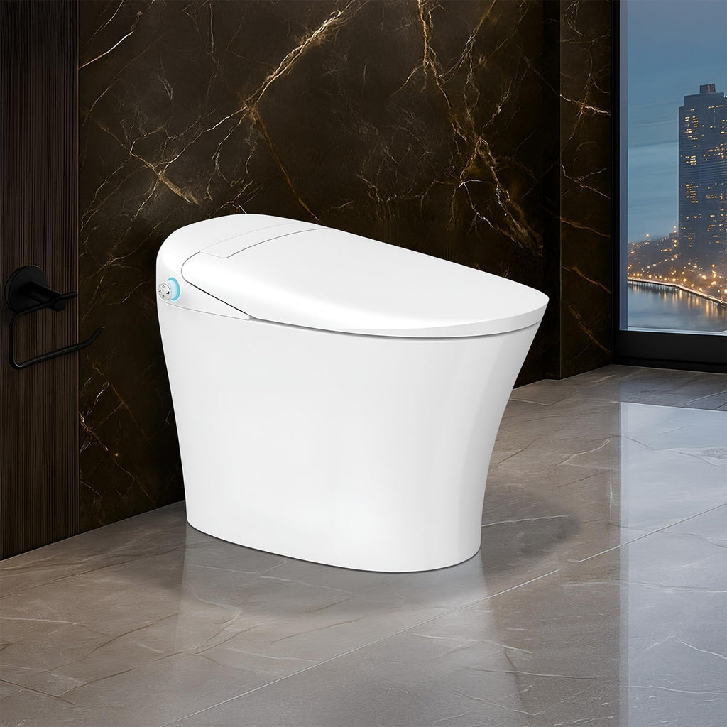 Blossom Smart Toilet with Bidet Built-In, Tankless One-Piece Toilet, Heated Seat, Auto Seat & Lid Open, Warm Water Spray, Air Dryer, Auto Flush, Foot Sensor, Remote Control, Multi-Position Nozzle Wash