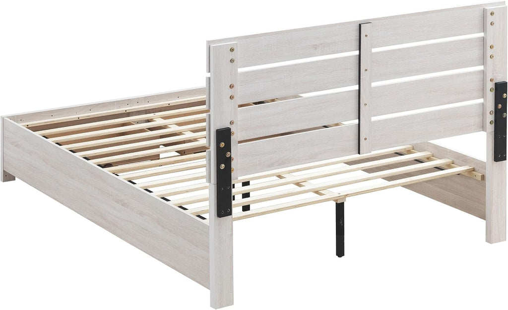 Coaster Home Furnishings Brantford Farmhouse 5-Piece Bedroom Set Queen Size Storage Panel Bed Frame 49-inch Headboard Coastal White 207050Q-S5
