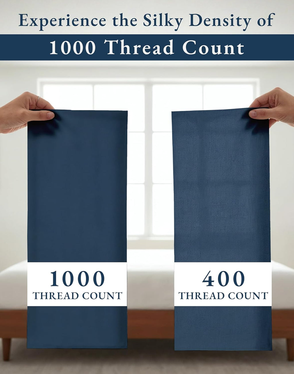LANE LINEN 100% Egyptian Cotton Sheets King Size - 1000 Thread Count King Bed Sheets, Ultra-Soft Hotel Luxury with 15' Deep Pocket, Naturally Breathable & Durable, Silky Sateen Weave - Estate Blue