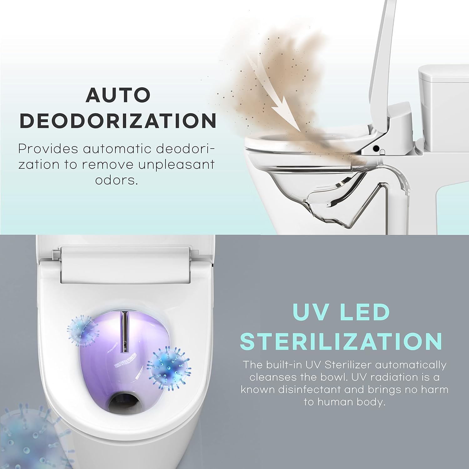 VOVO VB-4000SE Elongated Bidet Toilet Seat, Warm Water, LED Light, Heated Seat, White, Deodorizer, Dryer, Stainless Steel Nozzle, Made in Korea