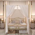 Weehom Canopy Bed Frame Queen Size with Headboard and Footboard, Four-Poster Canopy Bed Metal Platform Mattress Foundation Underbed Storage No Box Spring Needed Easy Assembly, Gold