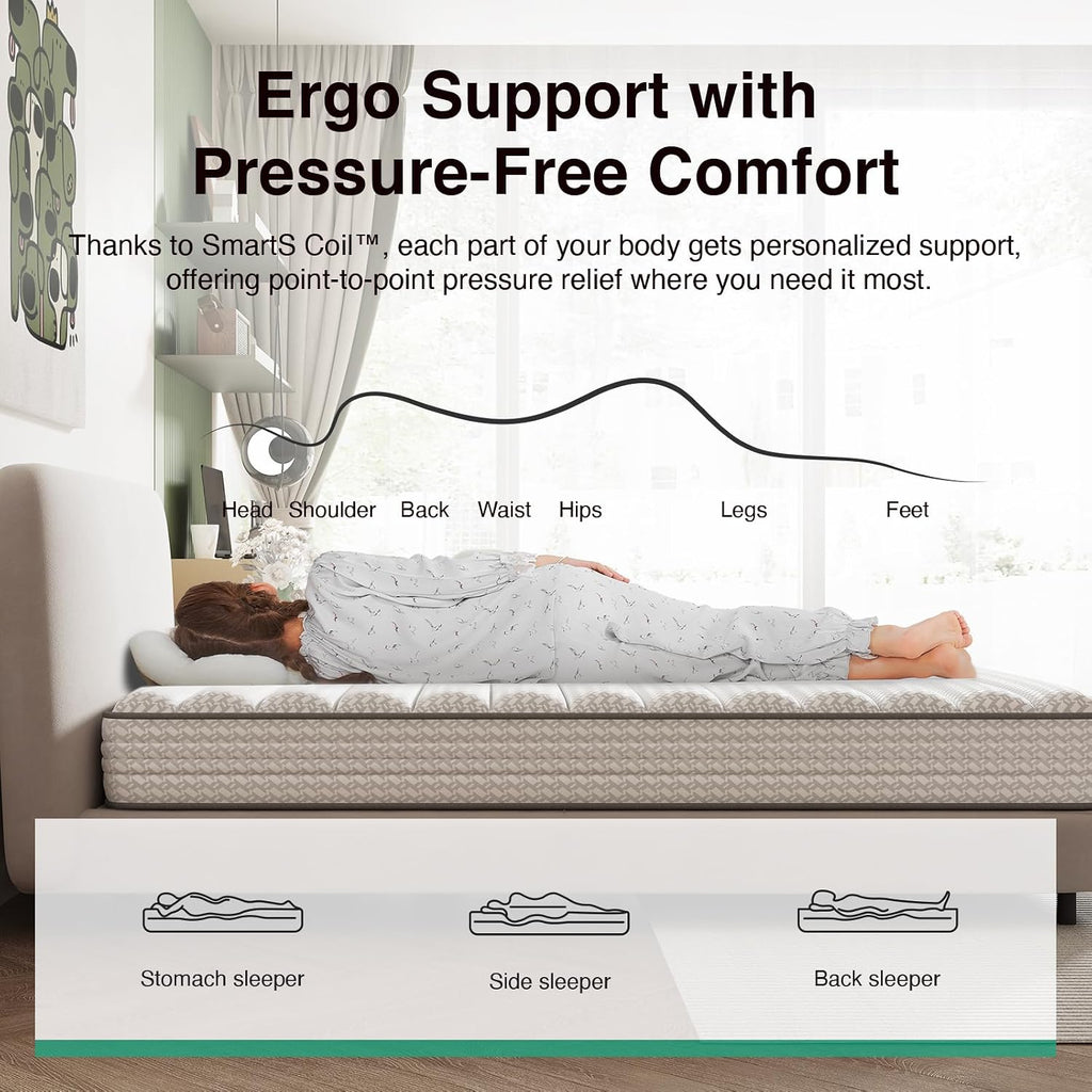 Novilla 6 Inch Twin XL Mattress, Hybrid Twin XL Size Mattresses with BioAir Comfort Foam for Pressure Relief, Medium Plush Colchones with Innerspring CertiPUR-US Certified for Kids Mattress in a Box