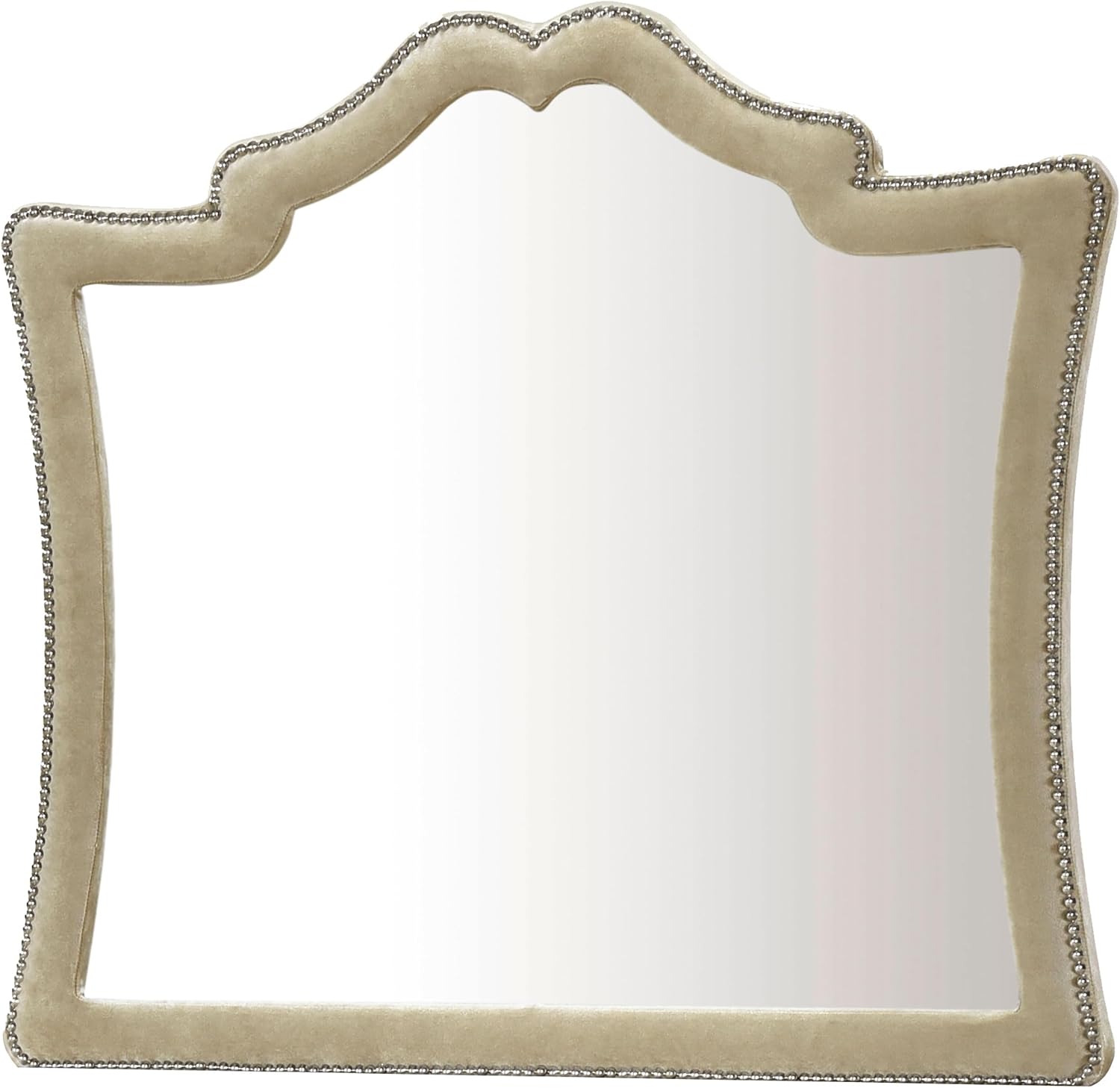 Coaster Home Furnishings Antonella Modern Classic 4-Piece Bedroom Set Velvet Upholstered Eastern King Size Panel Bed Frame 79-inch Headboard Ivory and Camel 223521KE-S4