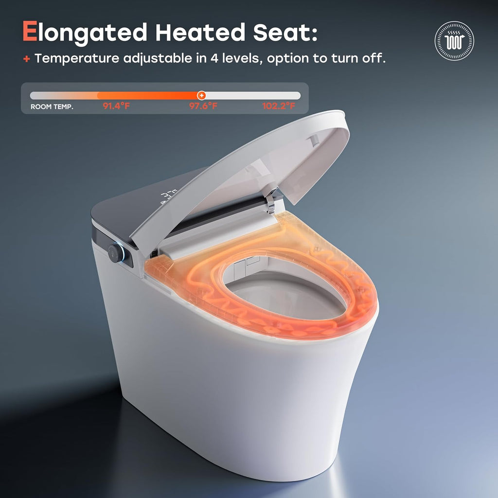 HOROW Bidet Toilet 10' Rough-in, Smart Toilet with Bidet Built-in, Instant Warm Water, Elongated Heated Seat, Dryer, Blackout Flushing and Deodorization