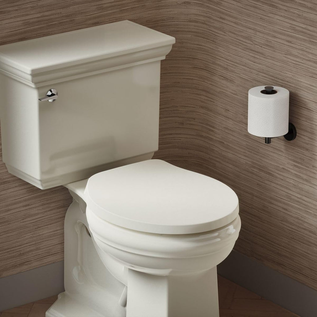 Kohler K-28005-96 Drift ReadyLatch Quiet Close Round Toilet Seat, Biscuit (Pack of 2)