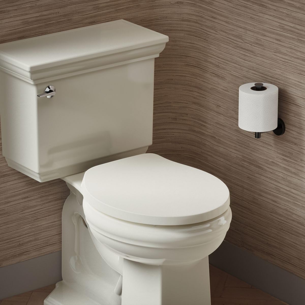 Kohler K-28005-96 Drift ReadyLatch Quiet Close Round Toilet Seat, Biscuit (Pack of 2)
