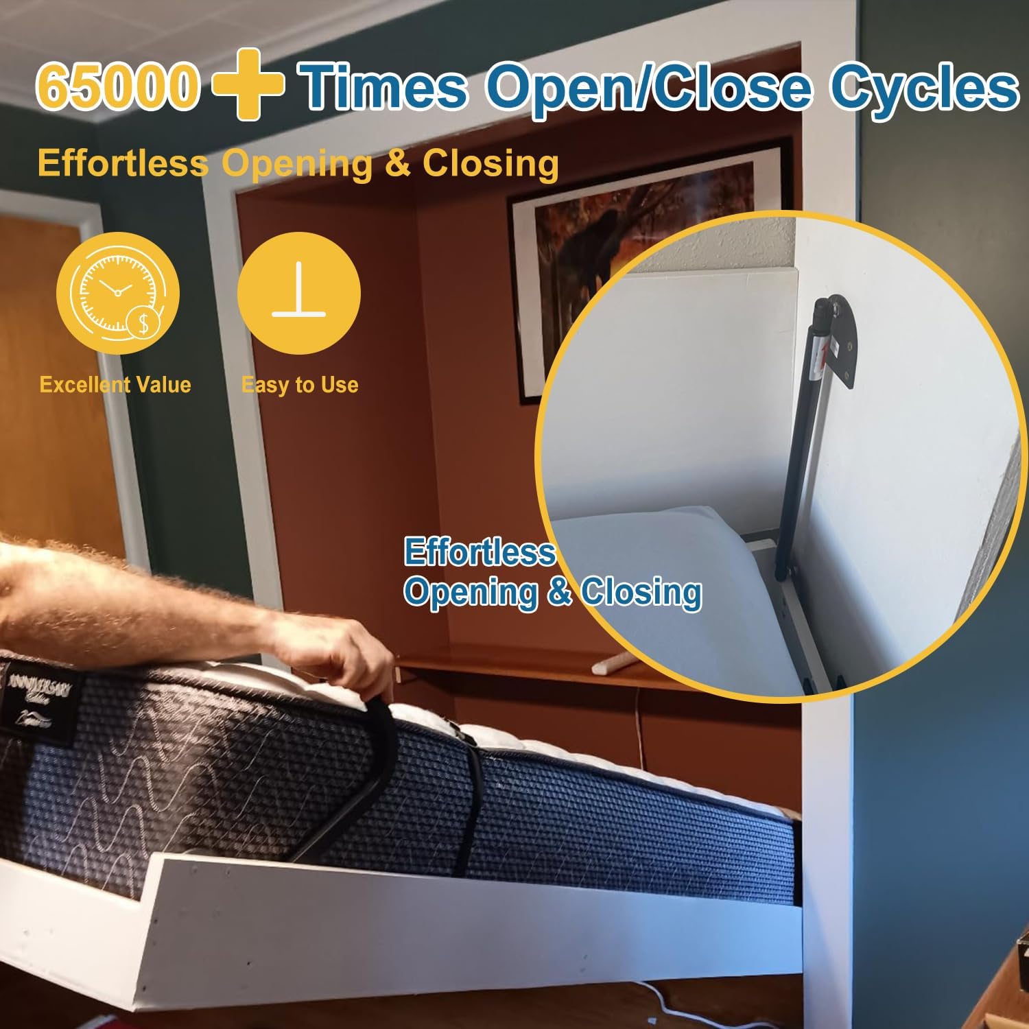 TOPOWN Queen Size Deluxe Murphy Bed Kit Queen Murphy Bed Kit Murphy Bed Hardware DIY Murphy Bed Kit Queen (Vertical)