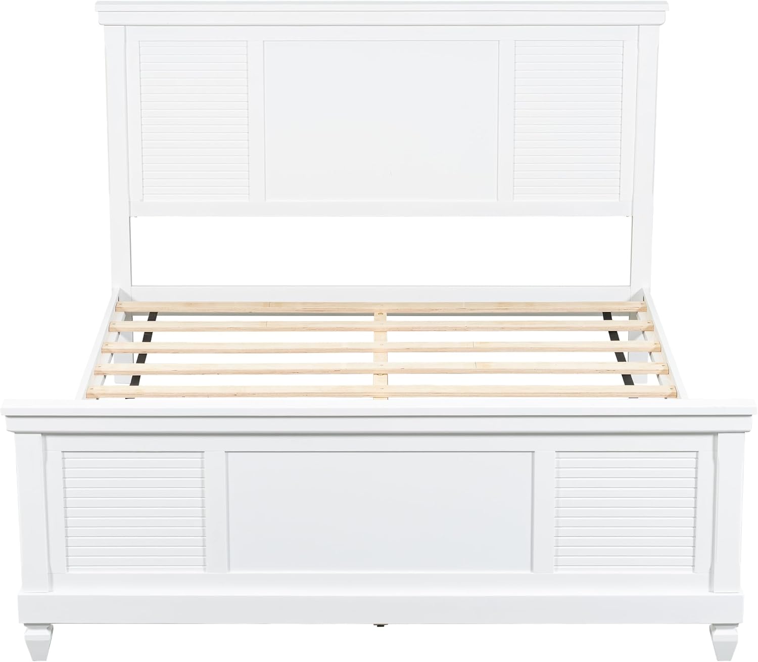 Christopher Knight Home Todie Modern Queen Size Bed Frame with Headboard, Wooden Queen Size Platform Bed Frame, Farmhouse Queen Size Bed Set, No Box Spring Needed, Easy Assembly, White