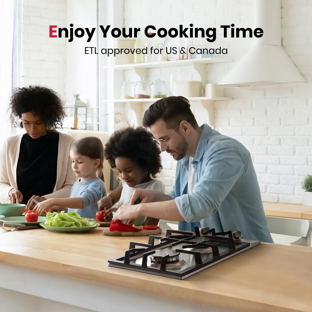 GASLAND 12 Inch Gas Cooktop 2 Burners, Drop-in Natural Gas Hob with Thermocouple Protection, LPG/NG Convertible Dual Fuel Propane Stove Top, Stainless Steel