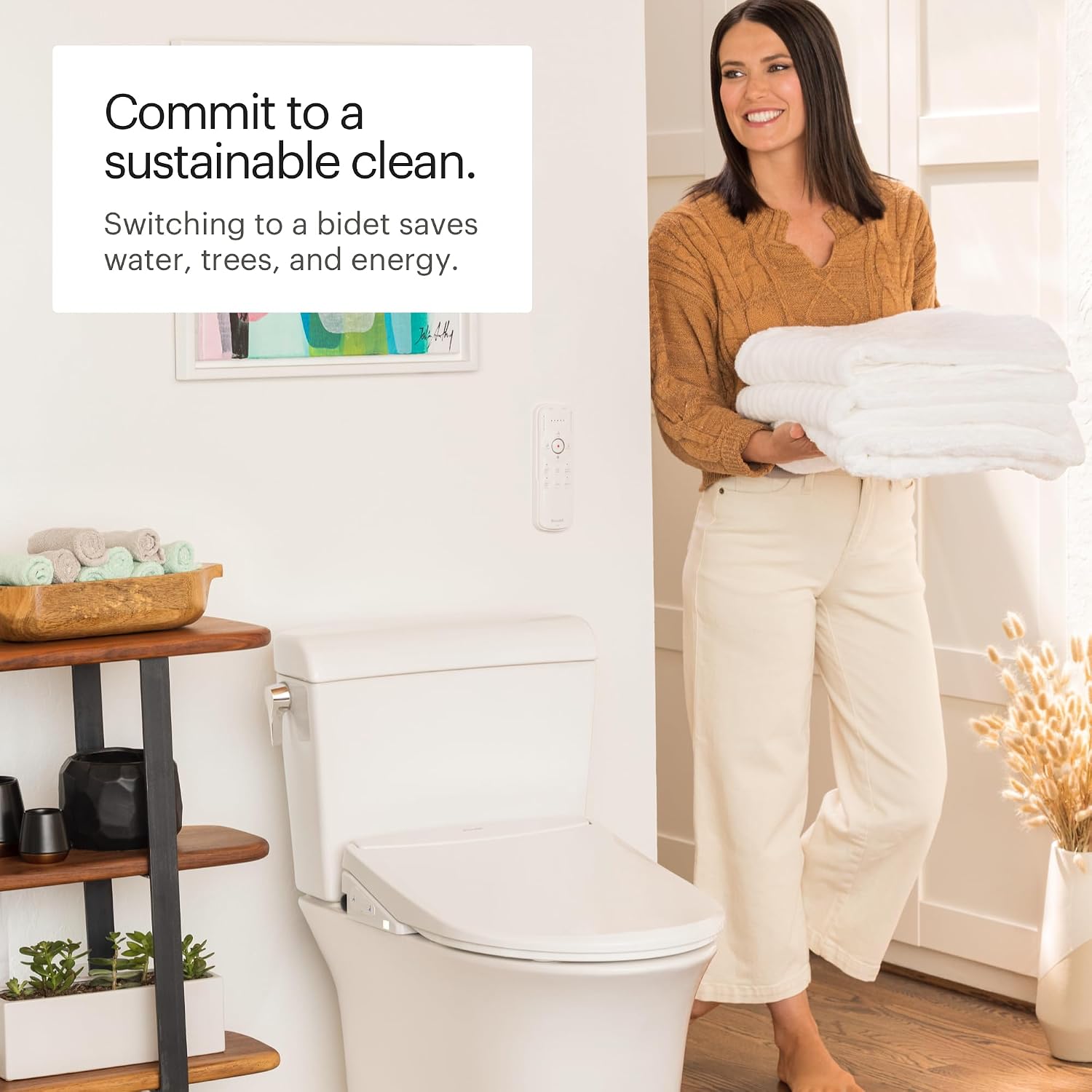 Brondell T44-RW Swash Thinline Electric Bidet Toilet Seat with Oscillating Stainless Steel Nozzle, T44-Thinline