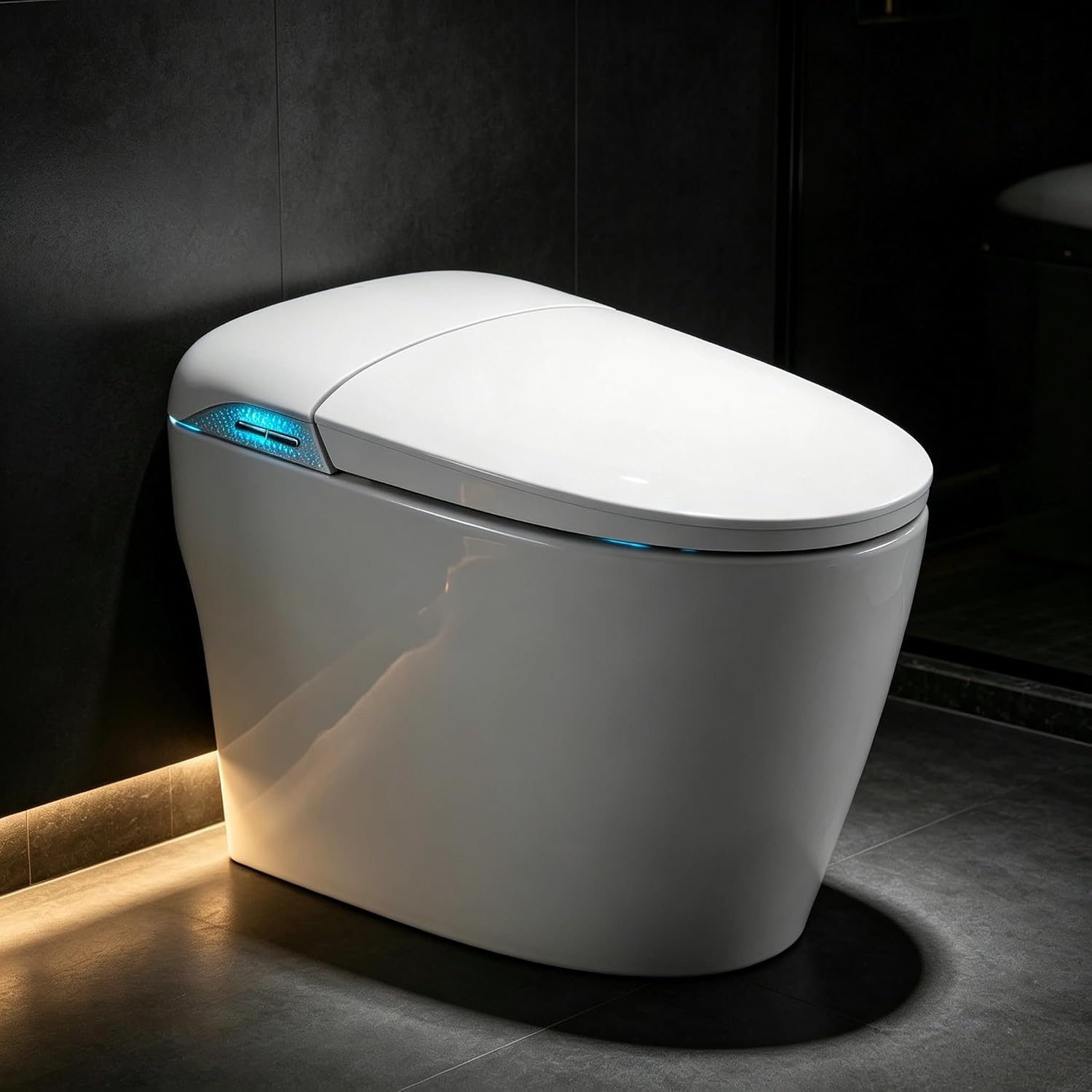 TOTTE Smart Toilet with Bidet Built-in, Automatic Lid, Heated Seat & Dryer, ADA Comfort Height Bidet Toilet, Foam Shield, Night Light, Instant Warm Water, Built-in Aroma System for Modern