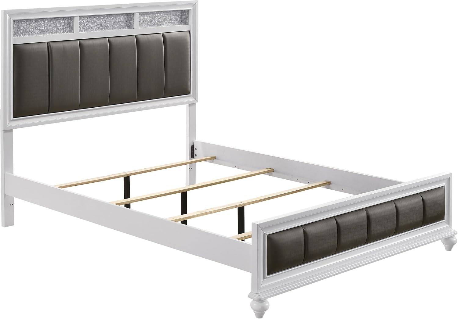 Coaster Home Furnishings Barzini Modern Classic 4-Piece Bedroom Set Leatherette Upholstered Queen Size Panel Bed Frame 56-inch Headboard White 205891Q-S4