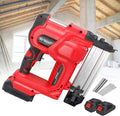 2 in 1 Brad Nailer Battery Powered, Electric Nailing Machine with 200 Pcs Straight Nails & Staples, Brad Nailer with 2 * 2.0 Ah Batteries, for Home Improvement & Woodworking,Red