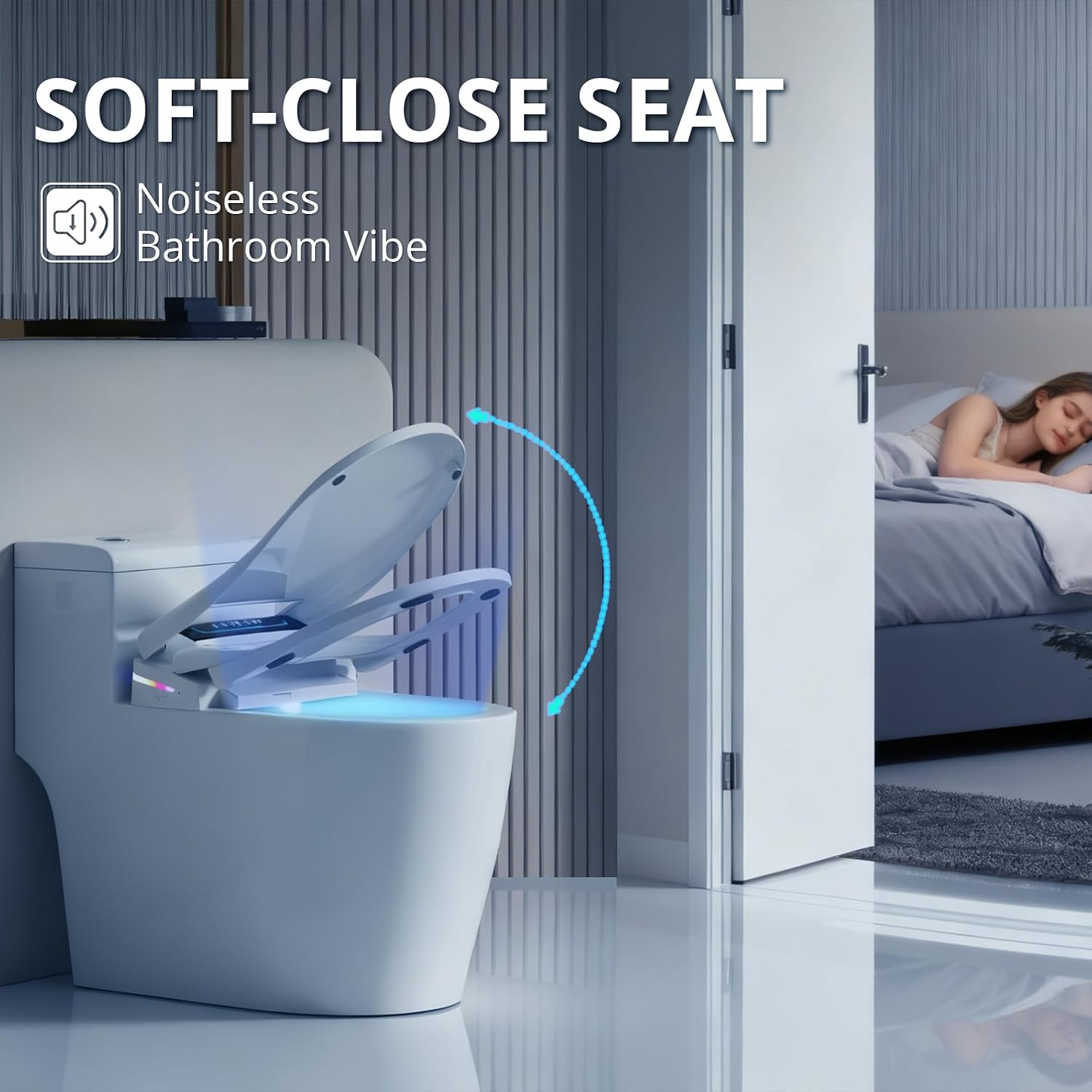 Bidet Toilet Seat Elongated, Smart Heated Bidet Toilet Seats with AUTO - Water & Dryer Slow Close Lid, Nozzle for 4 Cleaning Modes, Remote Control - Adjustable Water Pressure & Temp, LED Lighting