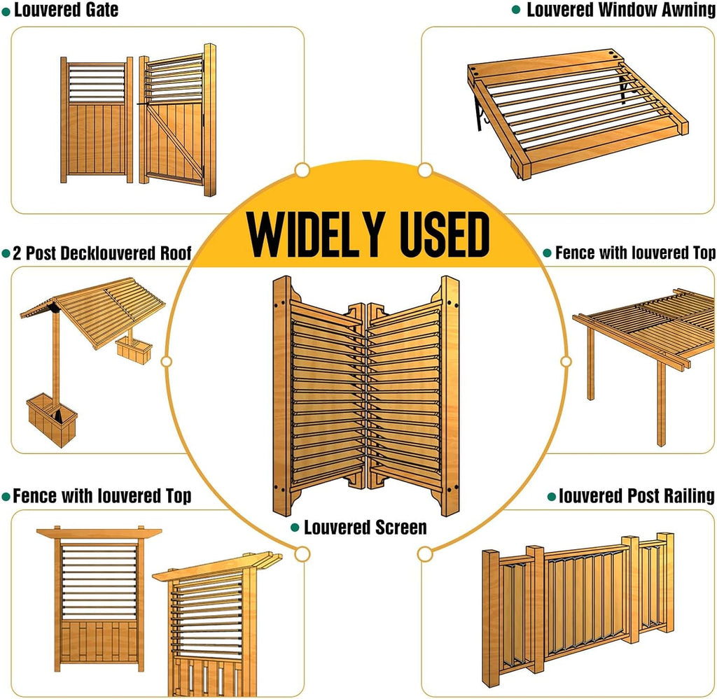 Louver Bracket Kit - Deck Sunblind System Brackets,Louver Hardware Kit,Holds up to 11 Boards(48'), for DIY Fence, Window Shutters, Garden, Patio, Indoor & Outdoor Use (4 Set Louver Kit)