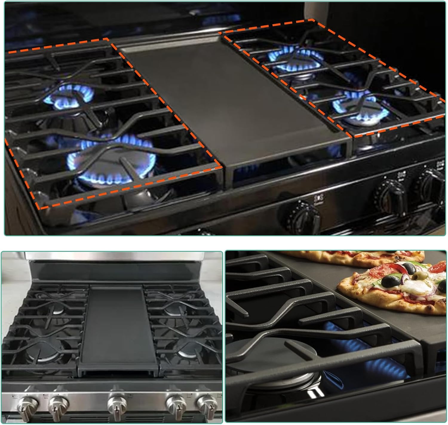WB31X27151 Stove Grate Replacement for GE Stove Parts JGBS66REKSS, JGB700SEJ4SS, JGSS66SEL1SS, JGSS66SEL3SS, WB31X24736 Side Burner Grate Surface Cooktop for General Electric Gas Range Parts, 2 Pack.