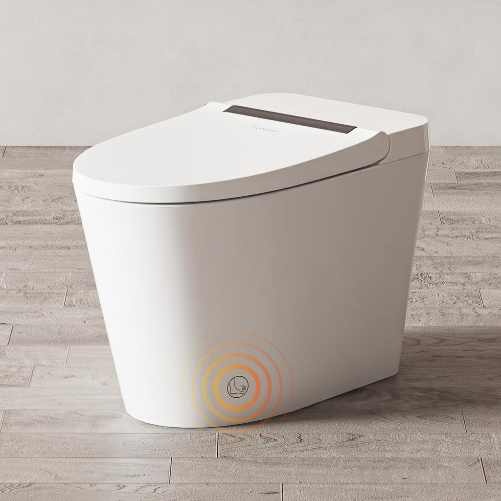 Smart Toilet Lite without Bidet, One Piece Elongated Modern Toilet with Heated Seat, Pump-Assisted Auto Flush, Foot Sensor Operation, Night Light, Built-in Water Tank, Blackout Flush