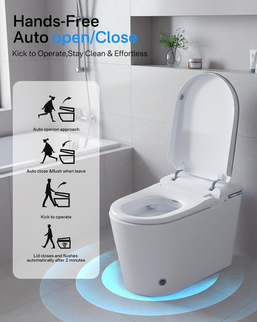 Smart Toilet with Bidet, Bidet Toilet, Modern Smart Toilets, Inteligente Japanese Toilet Seat,Toilet with Bidet Built in, Tankless Electric Toilet With Auto Open/Close Lid, Warm Water, Heated Seat