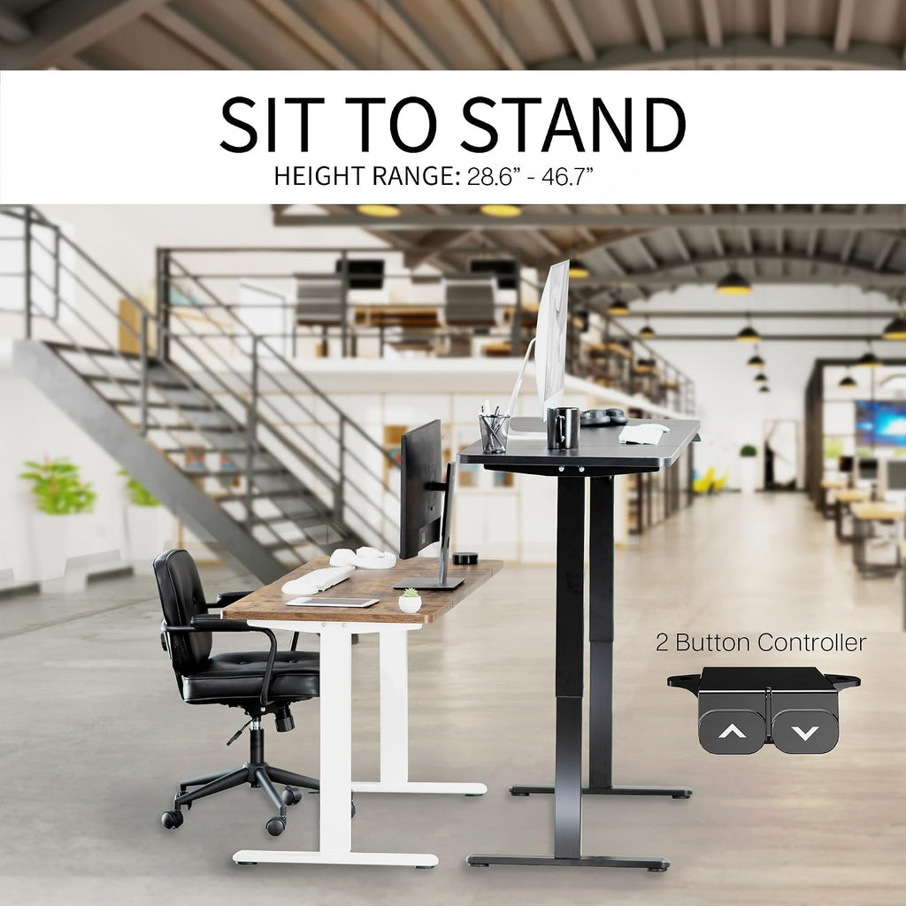 VIVO Electric 60 x 24 inch Stand Up Desk, Height Adjustable, Dark Walnut Top Black Frame, Home and Office Furniture Sets, DESK-KIT-B06D