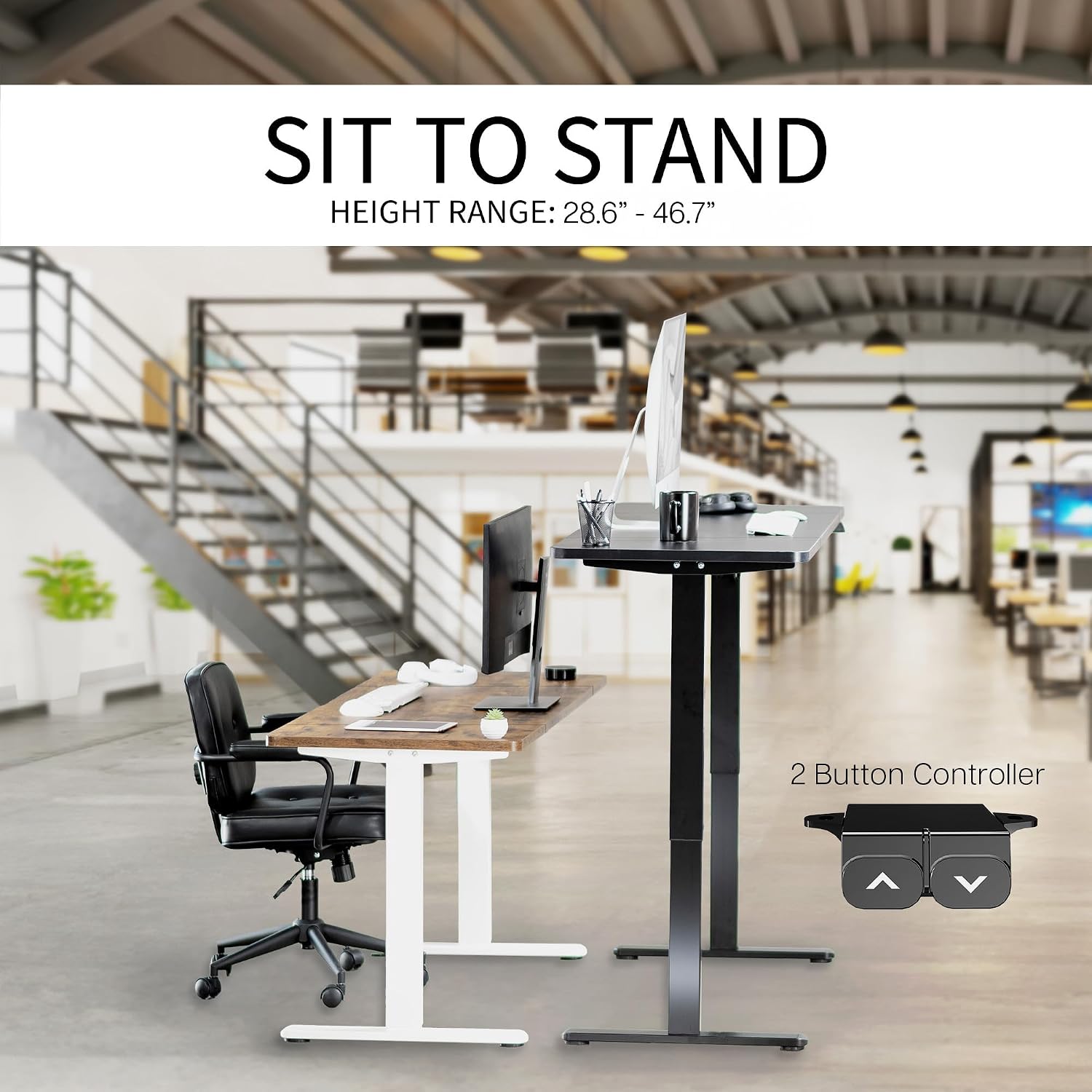 VIVO Electric 60 x 24 inch Stand Up Desk, Height Adjustable, Dark Walnut Top Black Frame, Home and Office Furniture Sets, DESK-KIT-B06D