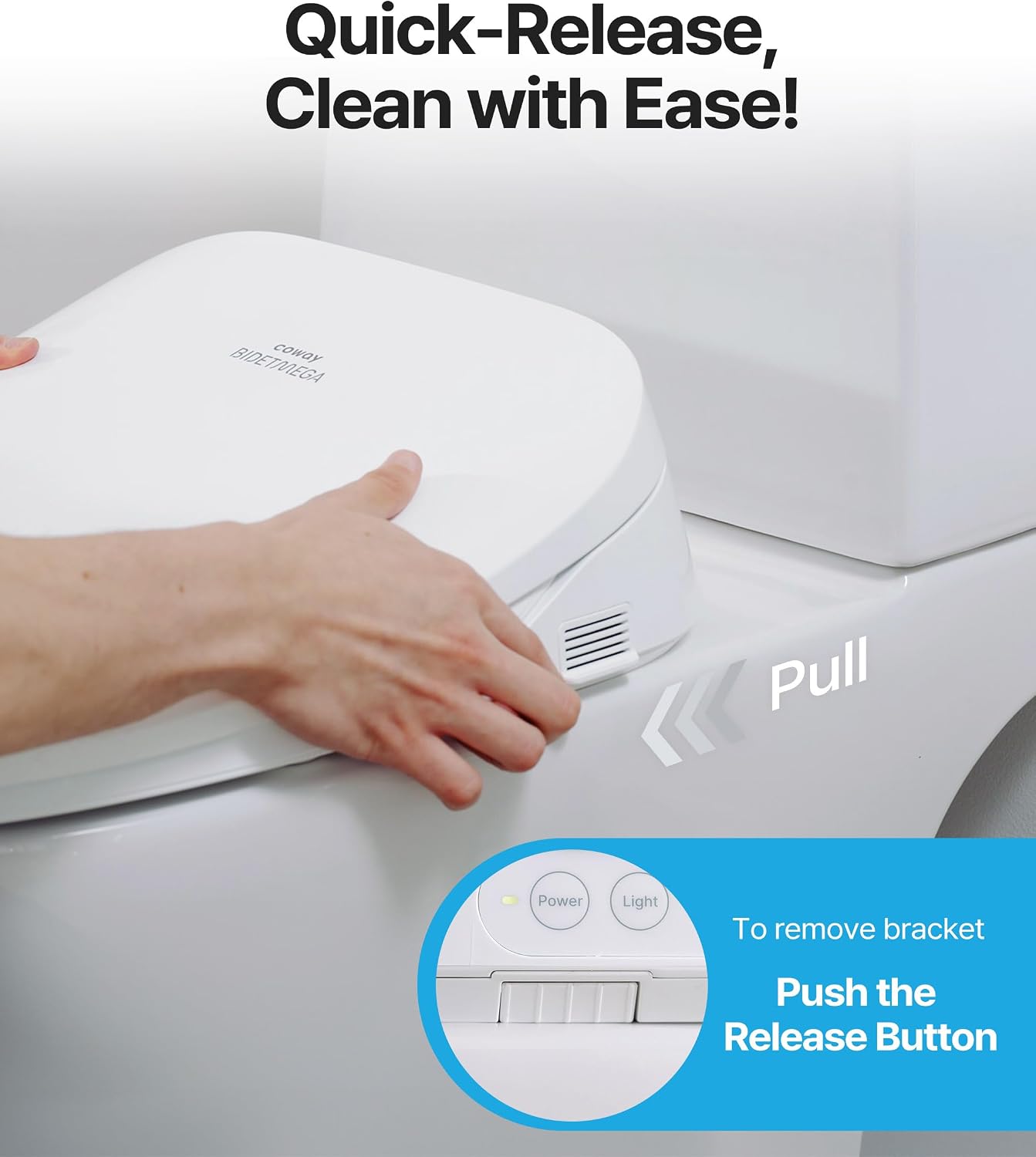COWAY Bidetmega 500S Electronic Bidet Toilet Seat with Instantaneous Water Heating, Heated Seat and Dryer, Auto Open and Close Lid, Night Light, Deodorizer, Stainless Nozzle, Remote Control, Elongated