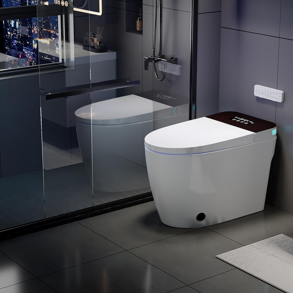 TOTTE Smart Toilet with Bidet, Hands-Free with Auto Open/Close Lid & Self-Cleaning Bowl | Adaptive Warm Water Wash & Heated Seat, Built-in Aroma, One-Piece Elongated Design