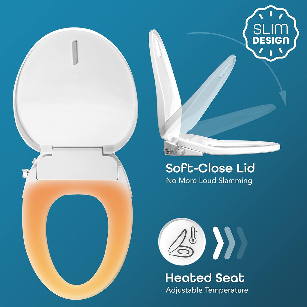 BidetMate 700 Series Electric Bidet Smart Toilet Seat with Side Knob Control, Instant Heated Water and Seat, Heated Toilet Seat with Bidet, Fits Elongated Toilets