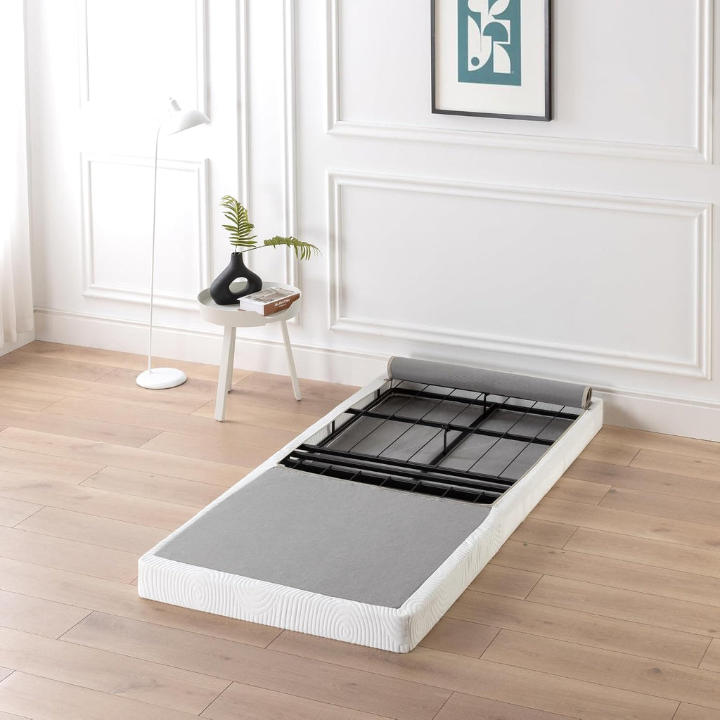 ZINUS No Assembly Metal Box Spring / 4 Inch Grey Mattress Foundation / Sturdy Metal Structure, Twin