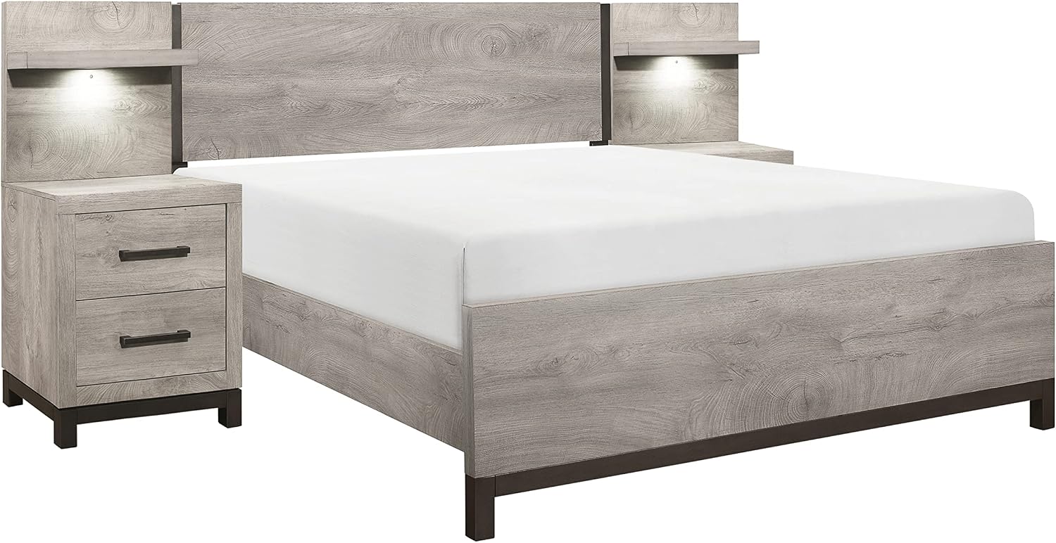 Lexicon Azalea 3-Piece Bedroom Set, Full, Light Gray/Gunmetal