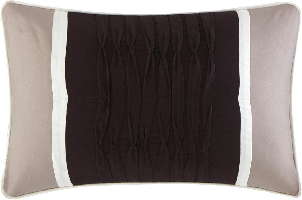 Chic Home Beige Bed in a Bag Comforter Set, Queen Size (10 Pieces), Ayelet - Color Block Stripe Premium Microfiber Bedding - Comforter, Flat & Fitted Sheets, Shams, Pillowcases & Decorative Pillows