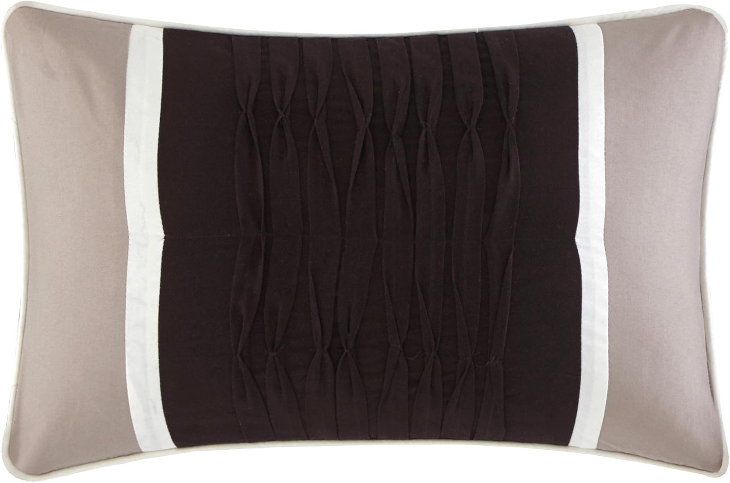 Chic Home Beige Bed in a Bag Comforter Set, Queen Size (10 Pieces), Ayelet - Color Block Stripe Premium Microfiber Bedding - Comforter, Flat & Fitted Sheets, Shams, Pillowcases & Decorative Pillows