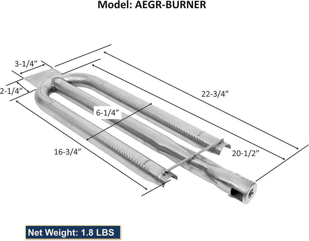 GSW AEGR-Burner 22-3/4' x 6-1/4' U-Shaped Stainless Steel Tube Burner (24,000 BTU) for AEGR Series Commercial Countertop Griddles