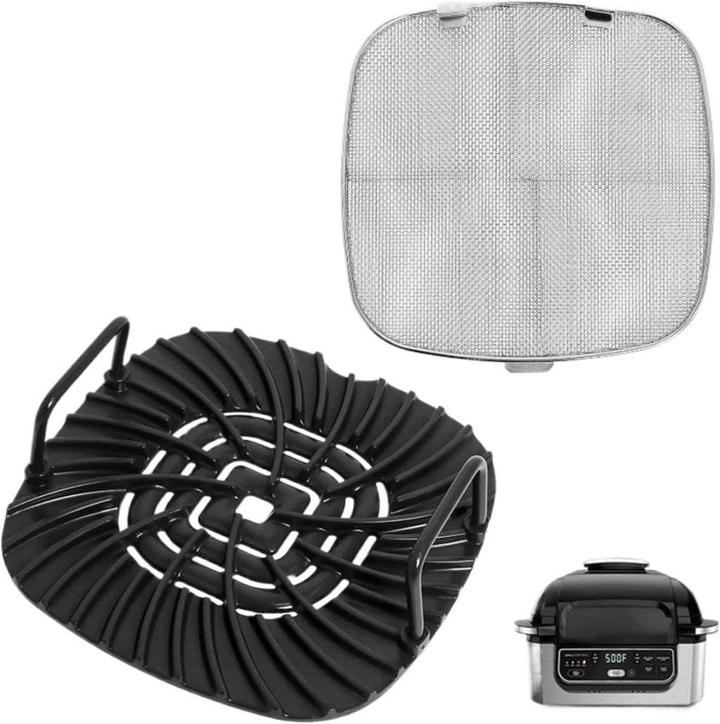 5-in-1 Indoor Grill，Compatible For Ninja Foodi AG300 AG301 AG301C AG302 AG400 Non-stick Grill Griddle+ Fine Mesh Splatter Screen