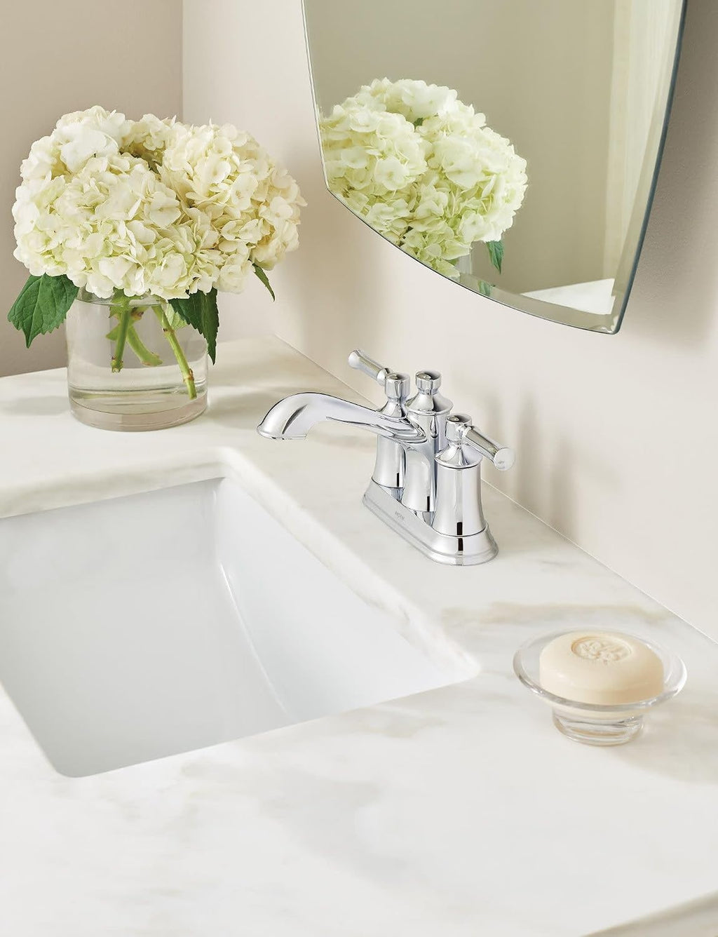 Moen Dartmoor Chrome Traditional Two Handle Centerset Bathroom Sink Faucet, 6802