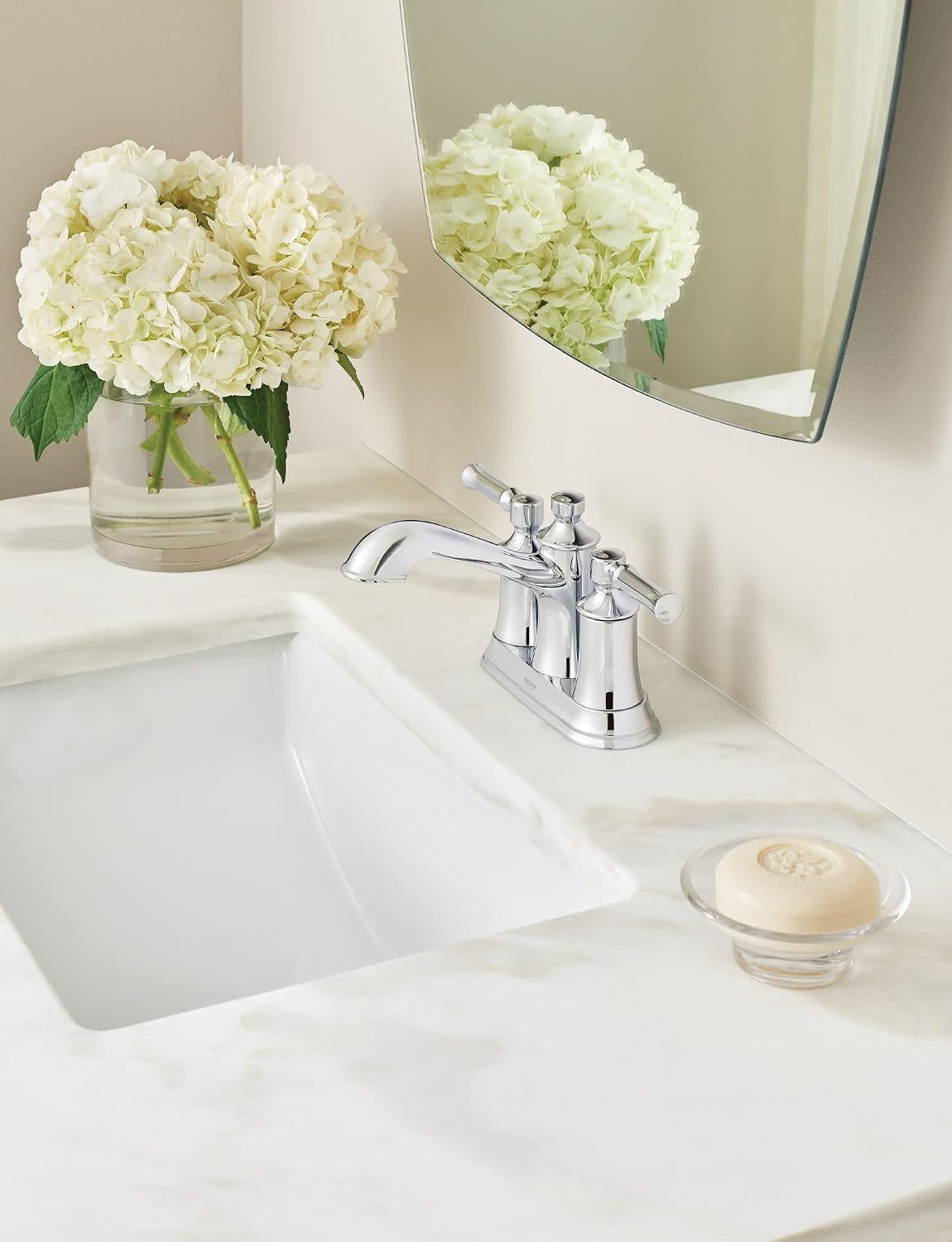 Moen Dartmoor Chrome Traditional Two Handle Centerset Bathroom Sink Faucet, 6802