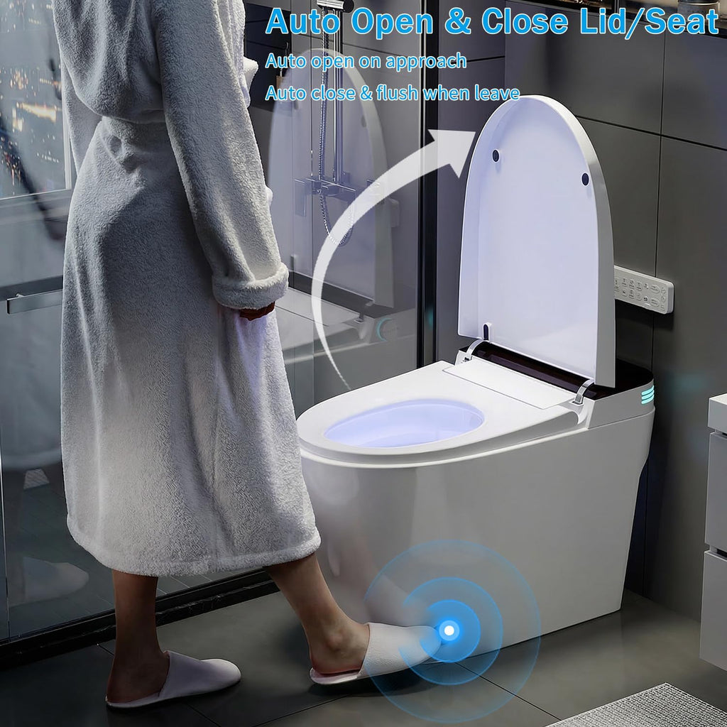 TOTTE Smart Toilet with Bidet, Hands-Free with Auto Open/Close Lid & Self-Cleaning Bowl | Adaptive Warm Water Wash & Heated Seat, Built-in Aroma, One-Piece Elongated Design