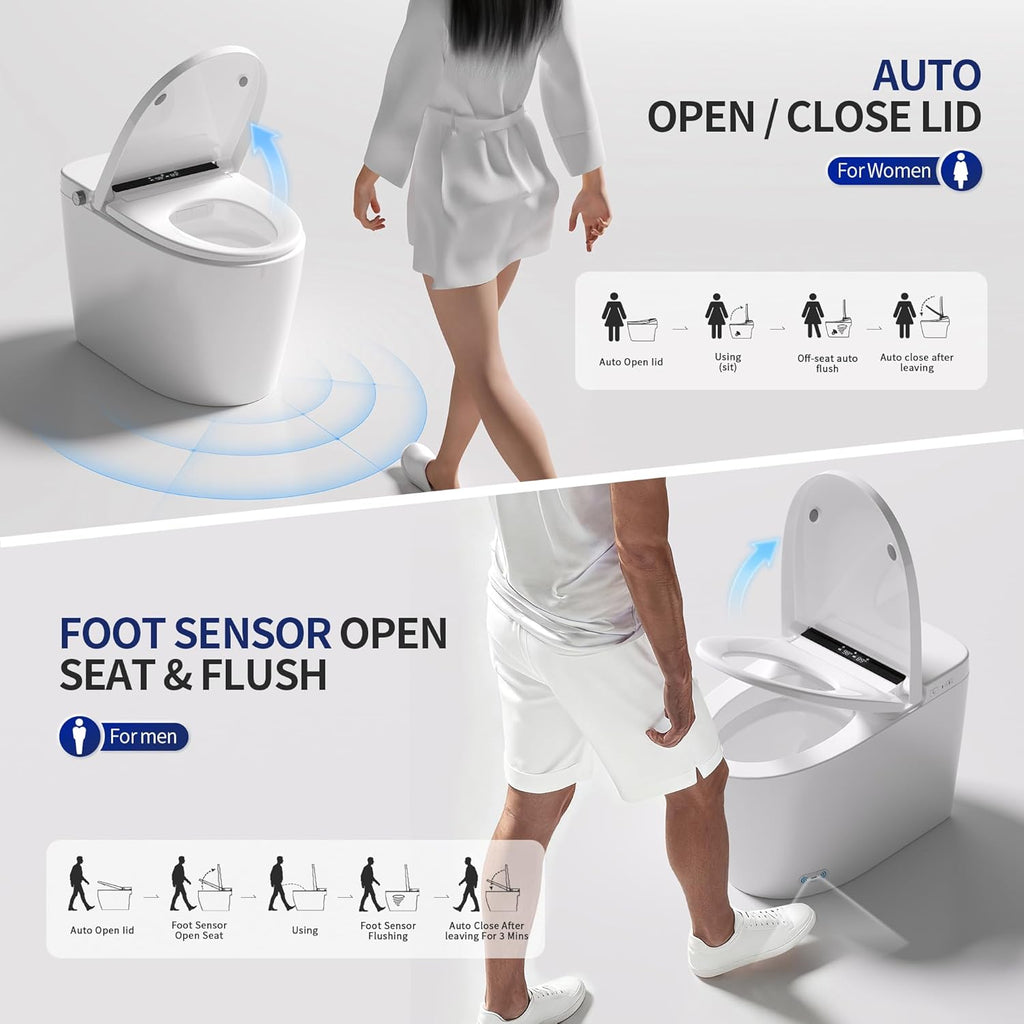 DeerValley Smart Toilet with Bidet Built in - Powerful Auto Flush, Auto Open/Close Lid, Heated Seat & Instant Warm Water Bidet, LED Display, Deodorization, 12' Rough-In, DV-1S0159-V3