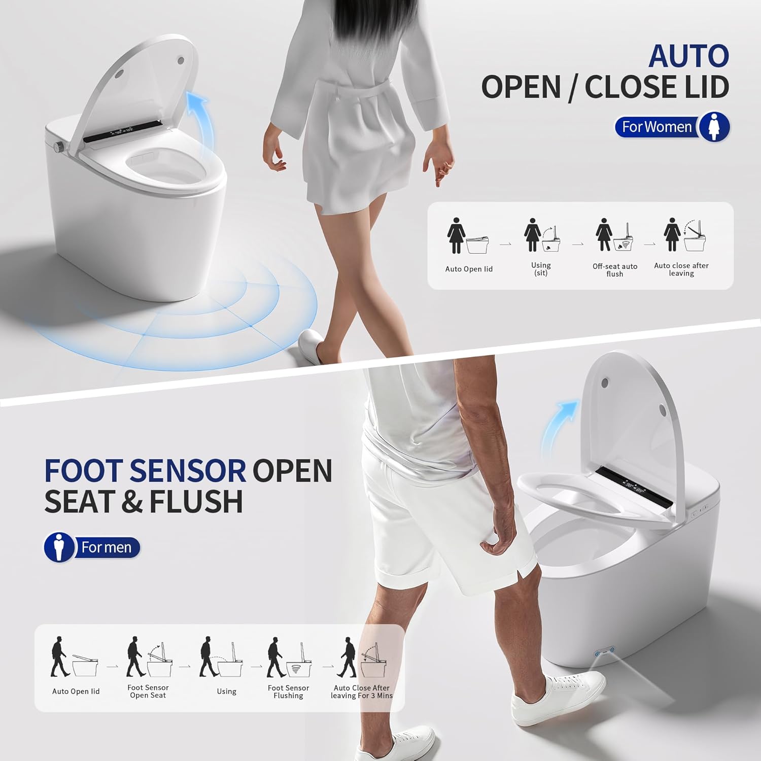 DeerValley Smart Toilet with Bidet Built in - Powerful Auto Flush, Auto Open/Close Lid, Heated Seat & Instant Warm Water Bidet, LED Display, Deodorization, 12' Rough-In, DV-1S0159-V3