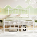 GarveeHome Full Size Bed Frame, Heart Shaped Metal Bed Frame with Headboard and Footboard, Platform Bed Frame with Sturdy Slat Support, Underbed Storage Space, No Box Spring Needed, White