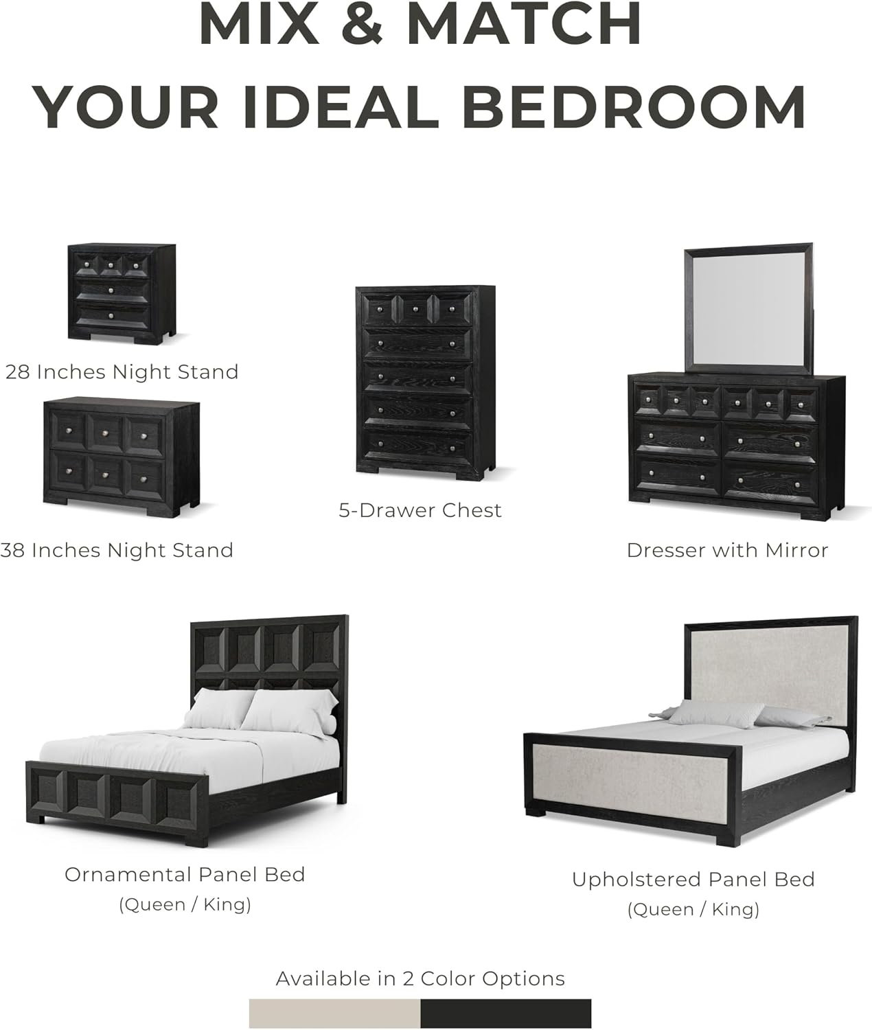 Furniture of America Dannen Modern Wood 3-Piece Bedroom Set with Panel Bed, Cedarwood-Lined Bottom and Felt-Lined Top Drawers on Oversized Nightstand, Box Spring Required, King, Tawny Brown