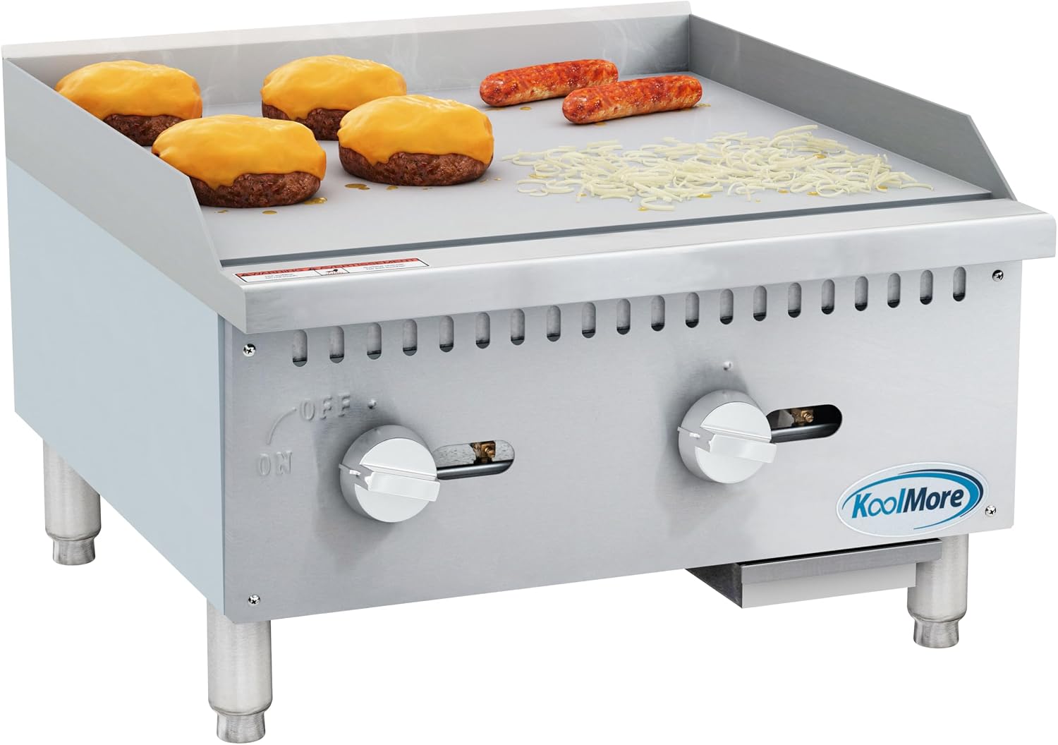 KoolMore 24 in. Natural Gas 2-Burner Griddle with 60,000 BTU in Stainless-Steel, ETL Listed (KM-GG2-24M)